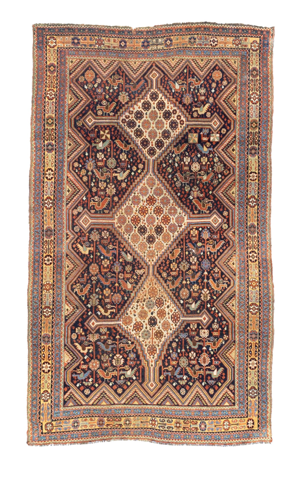 Antique Persian Qashqai Rug 4'5