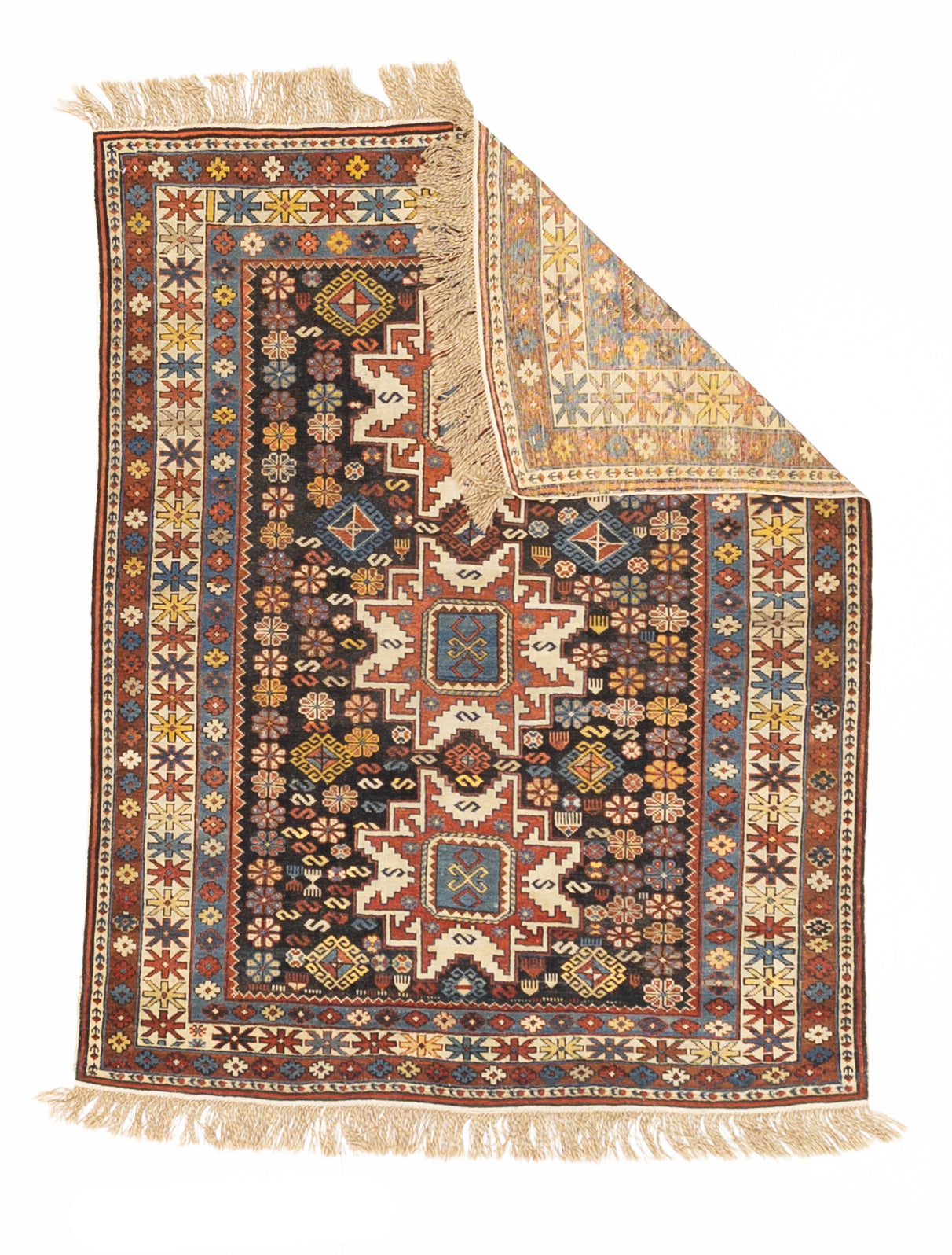 Antique Caucasian Lezgi Rug 3'10