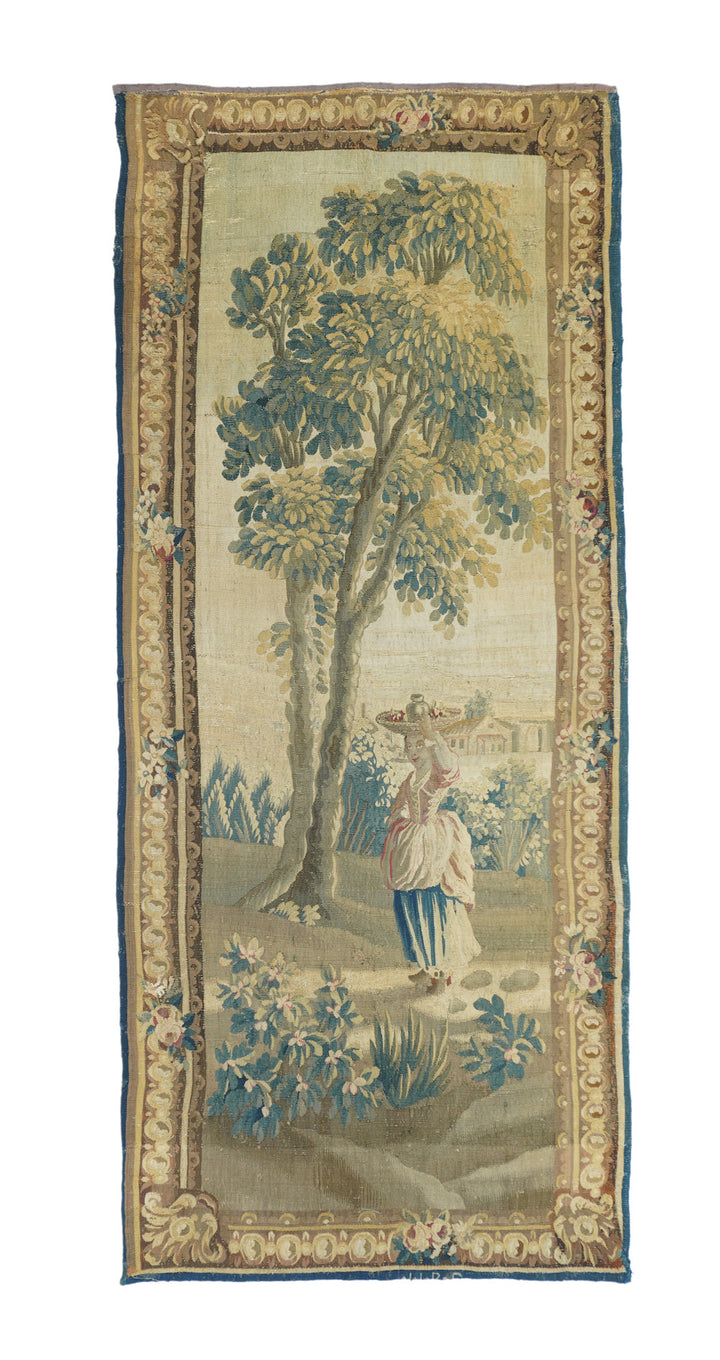 Antique French Panel Tapestry 3'8'' x 8'10''